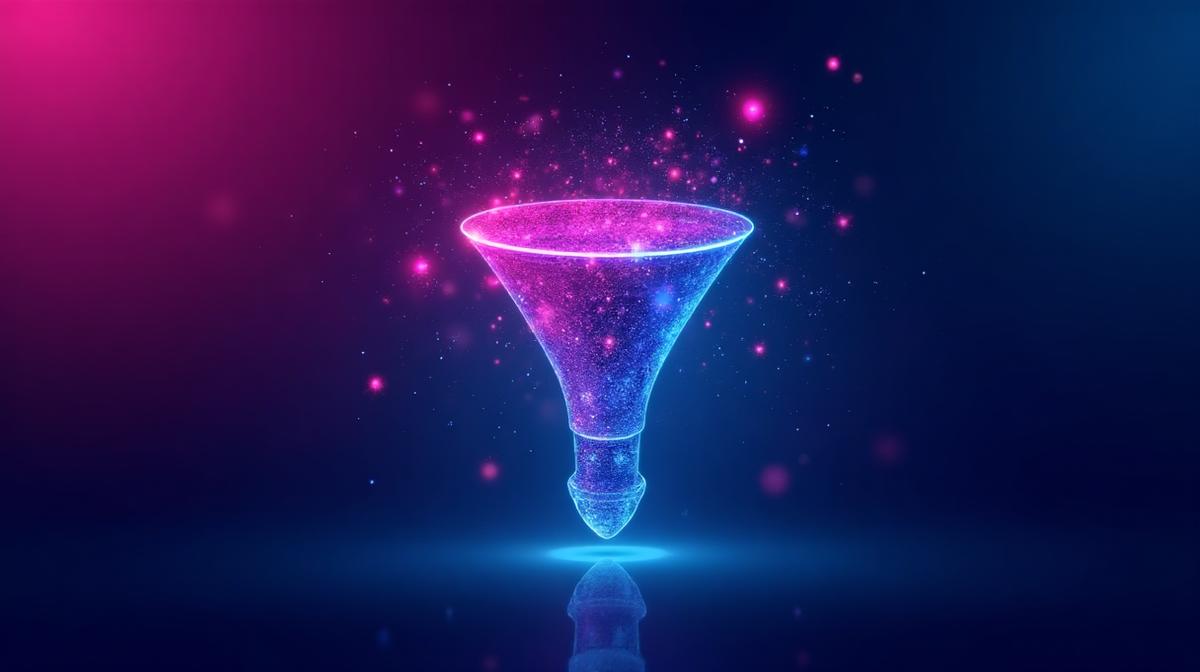 AI Lead Generation Systems - Glowing sales funnel with AI-powered lead targeting