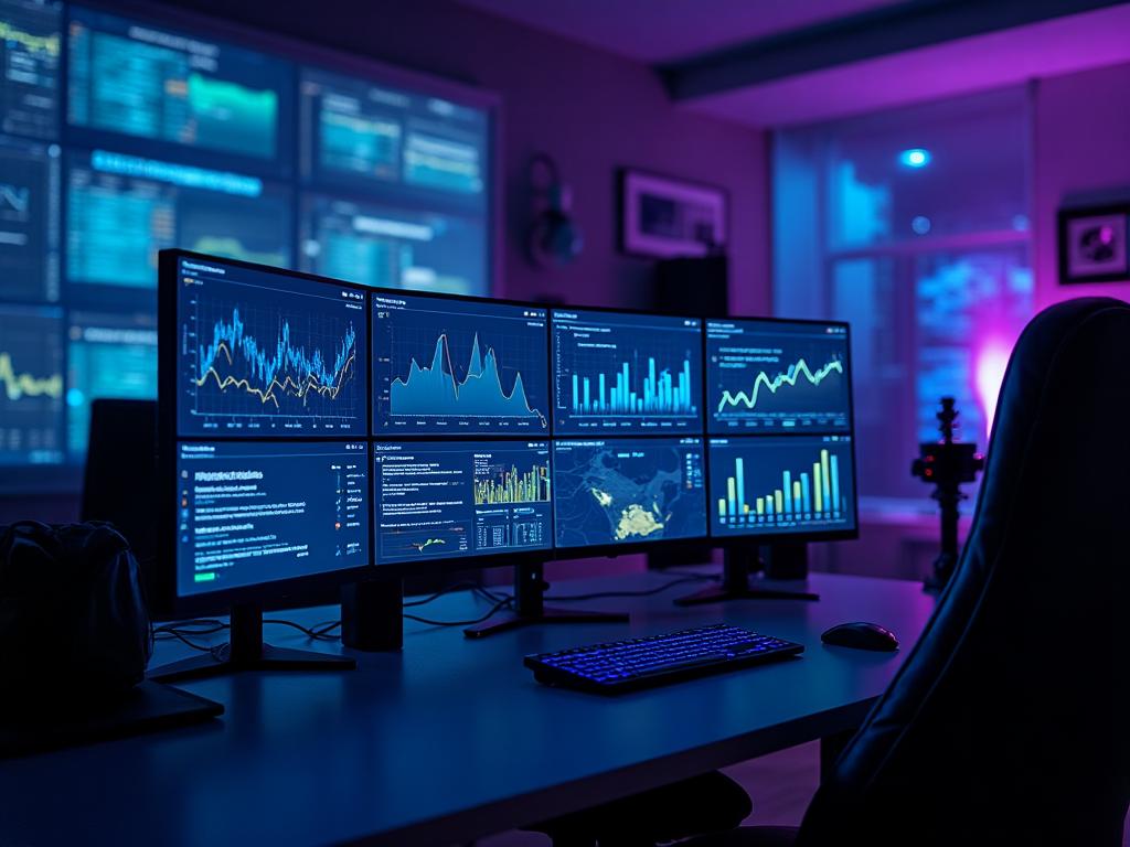 Modern marketing analytics command center with data dashboards