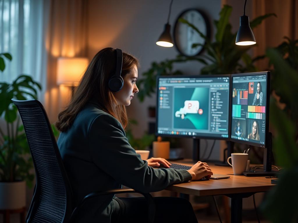 Remote professional working from home office