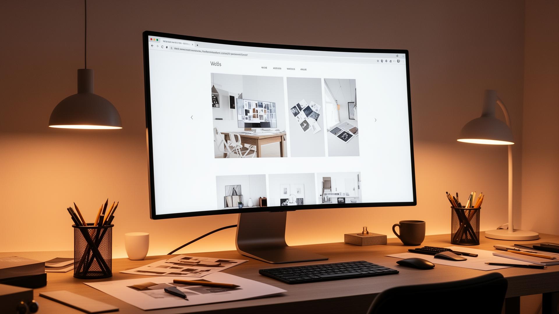 Modern web design studio with creative workspace