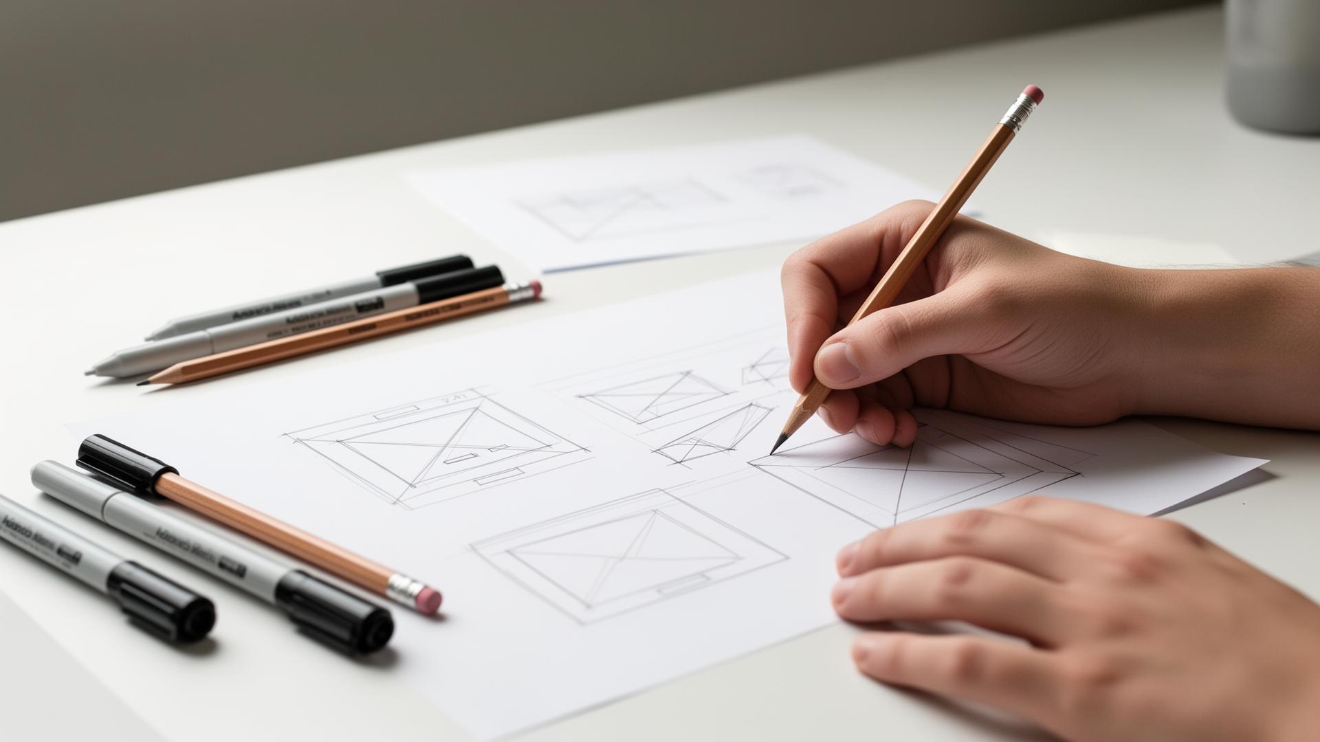 UX designer sketching wireframes and user flows